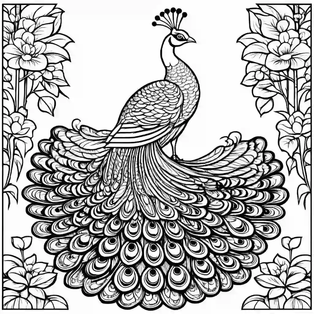 Peacocks coloring pages